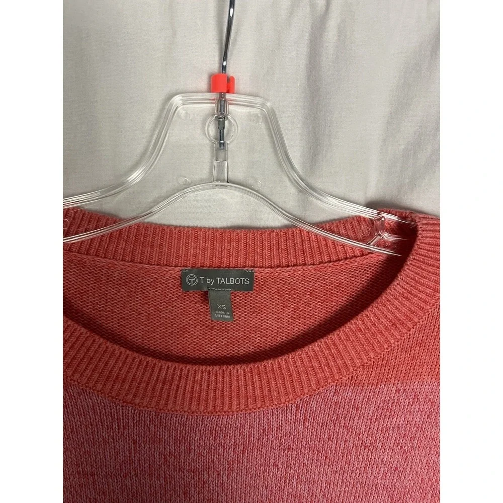 T‎ By Talbots Sweater Womens Size XS Orange Pink Ombre Stripe Cotton Pullover